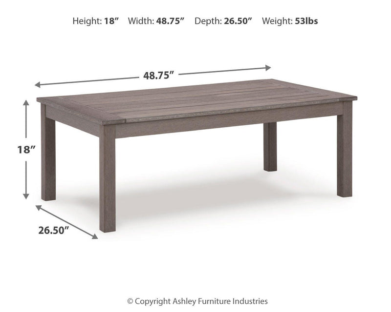 Hillside Barn Outdoor Sofa and 2 Chairs with Coffee Table in Gray/Brown - PKG021260