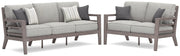 Hillside Barn Outdoor Sofa and Loveseat in Gray/Brown - PKG021258
