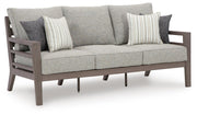 Hillside Barn Outdoor Sofa and Loveseat with Coffee Table in Gray/Brown - PKG021259