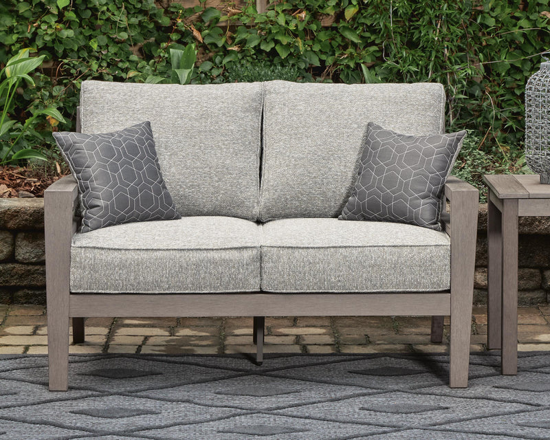 Hillside Barn Outdoor Sofa and Loveseat with Coffee Table in Gray/Brown - PKG021259