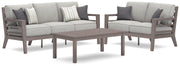 Hillside Barn Outdoor Sofa and Loveseat with Coffee Table in Gray/Brown - PKG021259