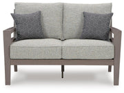 Hillside Barn Outdoor Sofa and Loveseat with Coffee Table in Gray/Brown - PKG021259