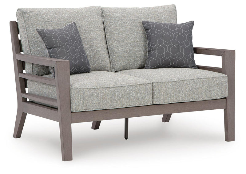 Hillside Barn Outdoor Sofa and Loveseat with Coffee Table in Gray/Brown - PKG021259