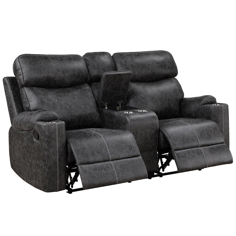 Hirah Motion Loveseat w/Console & USB Port - LV02571