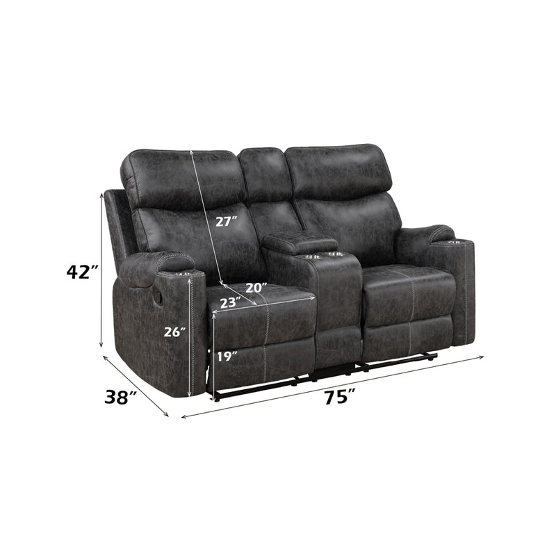 Hirah Motion Loveseat w/Console & USB Port - LV02571
