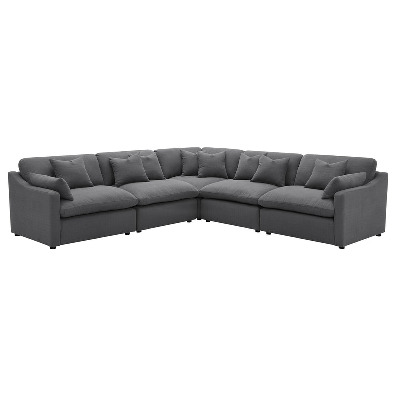 Hobson 5-piece Upholstered Modular Sectional Sofa Charcoal - 551455-SETA
