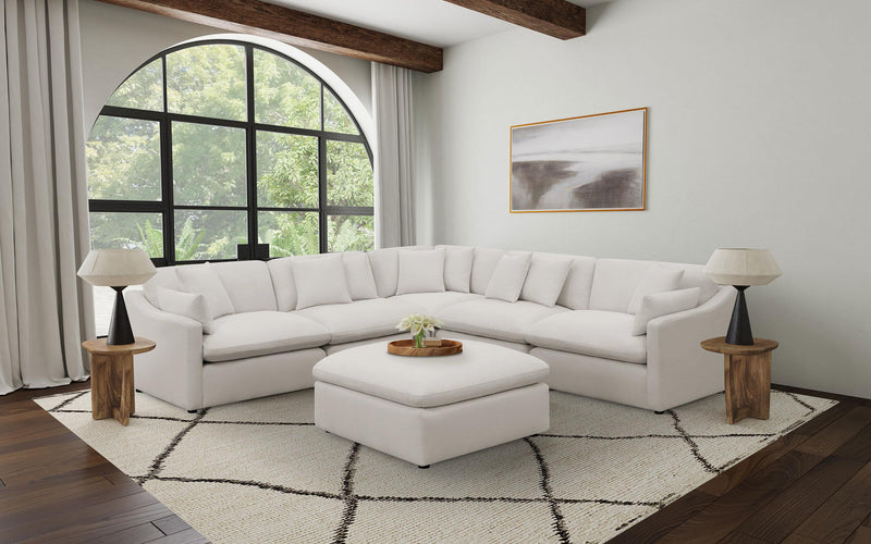 Hobson Square Upholstered Ottoman Ivory - 551453
