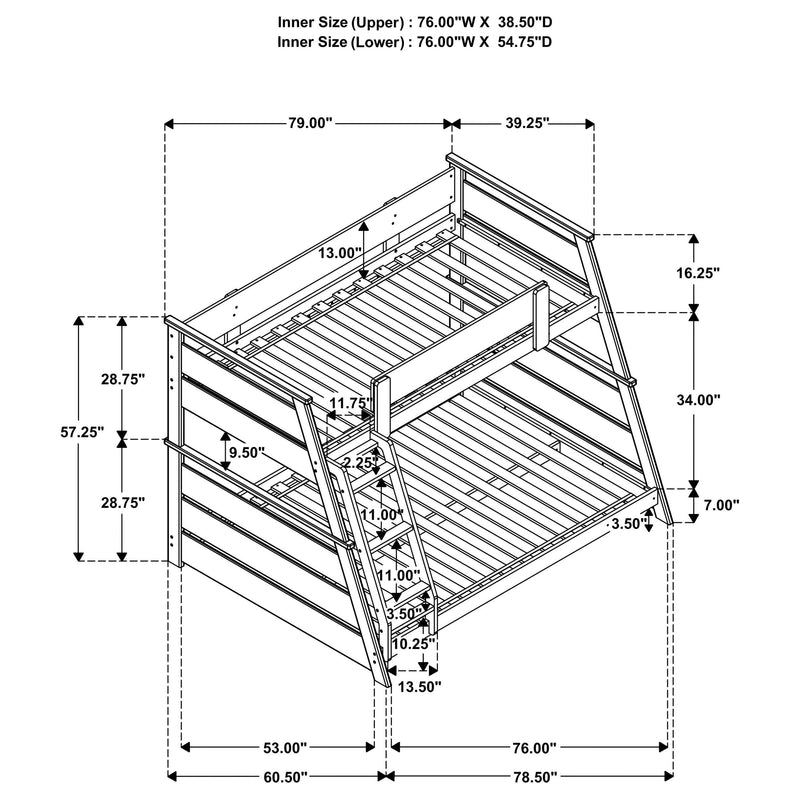 Holden Wood Veneer Twin Over Full Bunk Bed White - 460593WHT