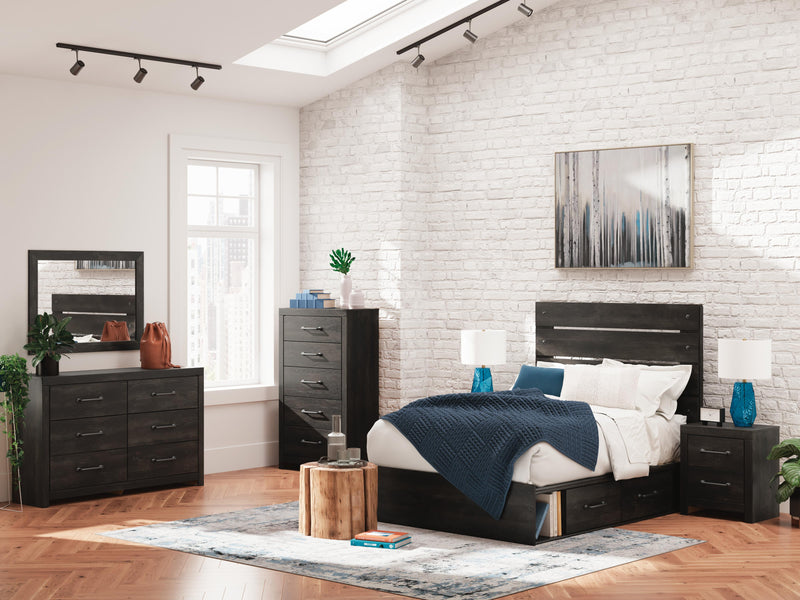 Hollivern Dark Gray Full Panel Bed with Storage - PCB2108B16