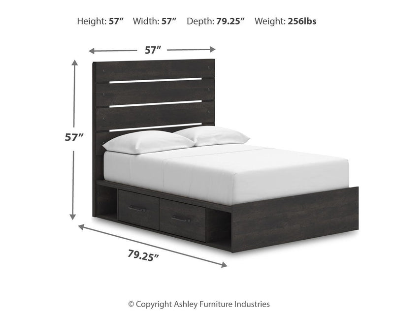Hollivern Dark Gray Full Panel Bed with Storage - PCB2108B16