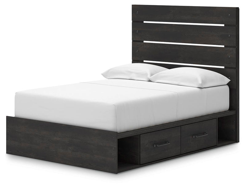 Hollivern Dark Gray Full Panel Bed with Storage - PCB2108B16