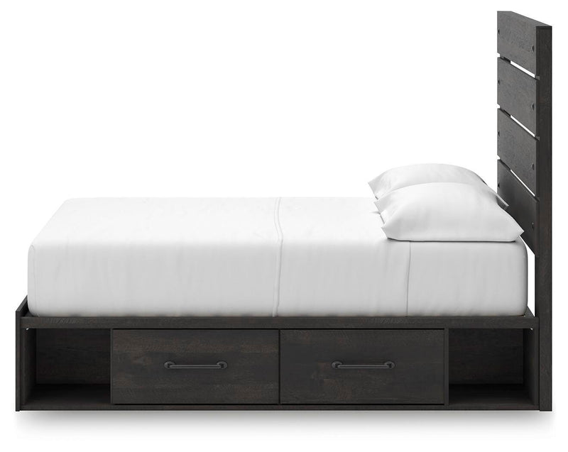 Hollivern Dark Gray Full Panel Bed with Storage - PCB2108B16