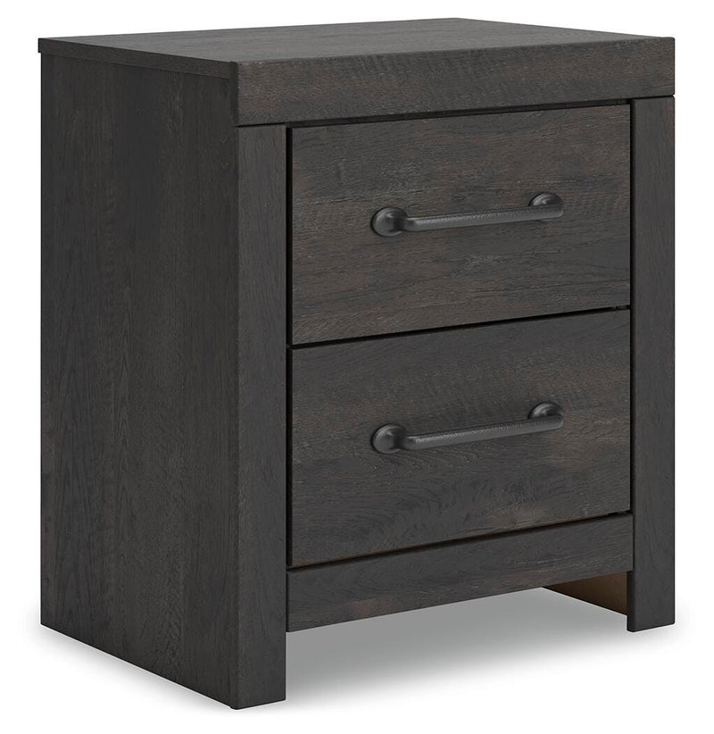 Hollivern Dark Gray Queen Panel Bed, Dresser, Mirror and Nightstand - PCB2108B25