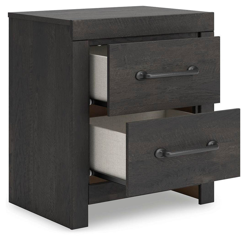 Hollivern Dark Gray Queen Panel Bed, Dresser, Mirror and Nightstand - PCB2108B25