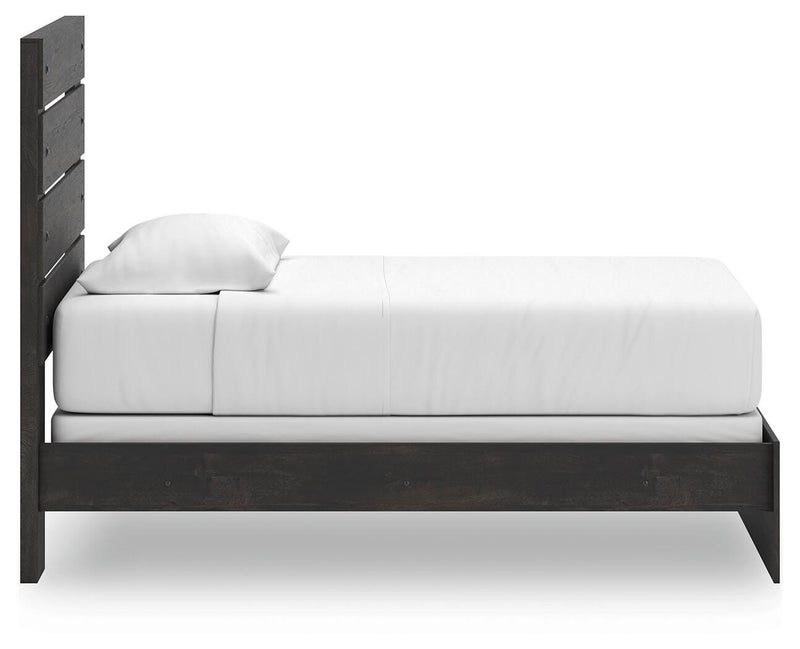 Hollivern Dark Gray Twin Panel Bed, Dresser and Mirror - PCB2108B13