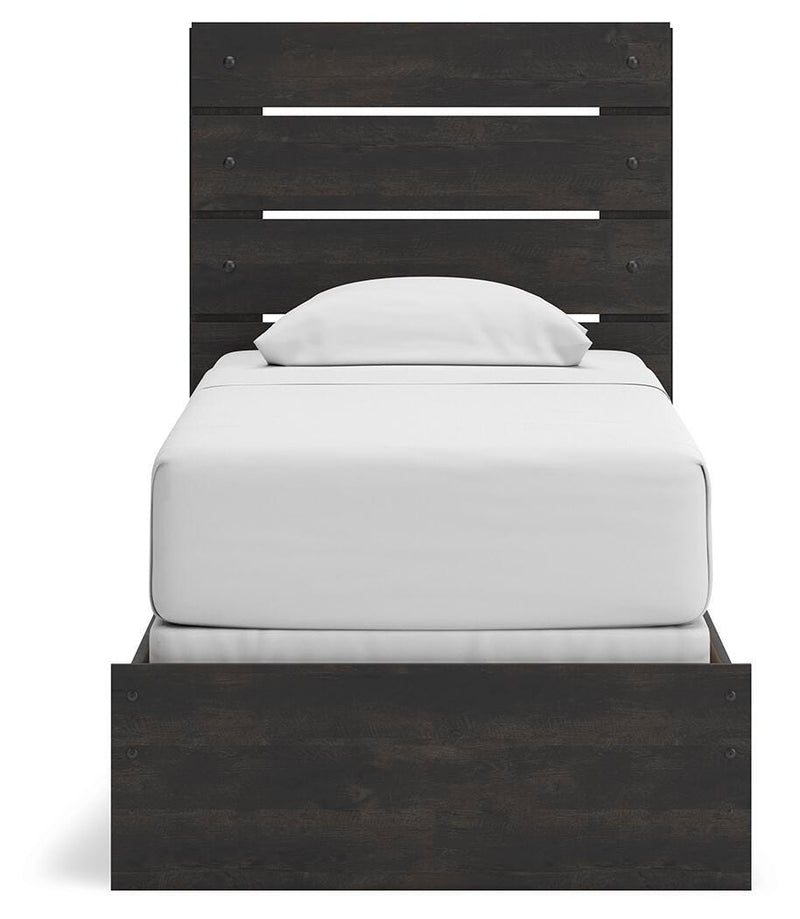 Hollivern Dark Gray Twin Panel Bed, Dresser and Mirror - PCB2108B13