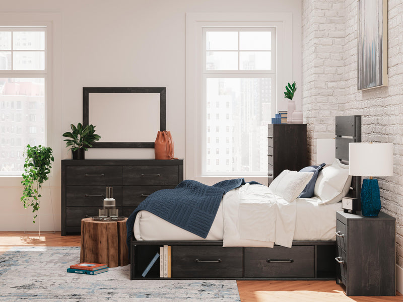 Hollivern Dark Gray Twin Panel Bed with Storage - PCB2108B18