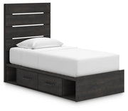 Hollivern Dark Gray Twin Panel Bed with Storage - PCB2108B18