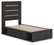 Hollivern Dark Gray Twin Panel Bed with Storage - PCB2108B18