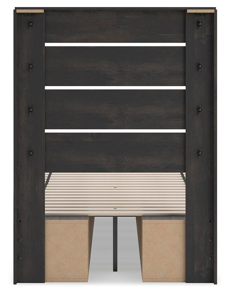 Hollivern Dark Gray Twin Panel Bed with Storage - PCB2108B18