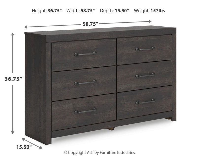 Hollivern Full Panel Bed and Dresser in Dark Gray - PKG021604