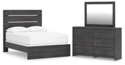 Hollivern Full Panel Bed, Dresser and Mirror in Dark Gray - PKG021595