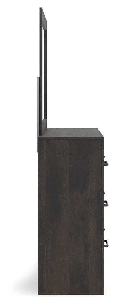 Hollivern Full Panel Bed, Dresser and Mirror in Dark Gray - PKG021595