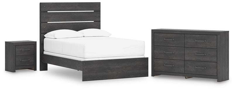 Hollivern Full Panel Bed, Dresser and Nightstand in Dark Gray - PKG021605