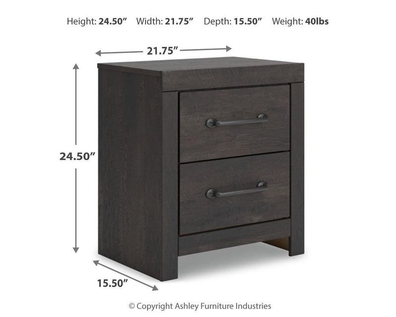 Hollivern Full Panel Bed, Dresser, Mirror and 2 Nightstands in Dark Gray - PKG021596