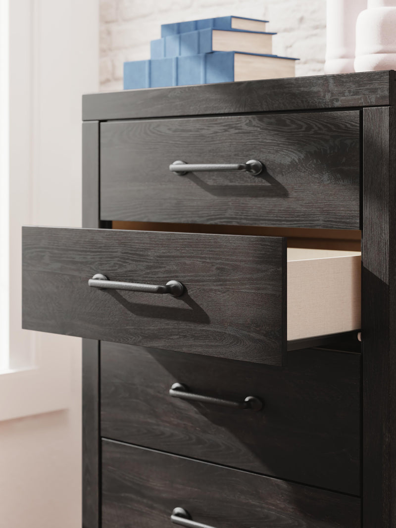 Hollivern Full Panel Bed, Dresser, Mirror and Chest in Dark Gray - PKG021602