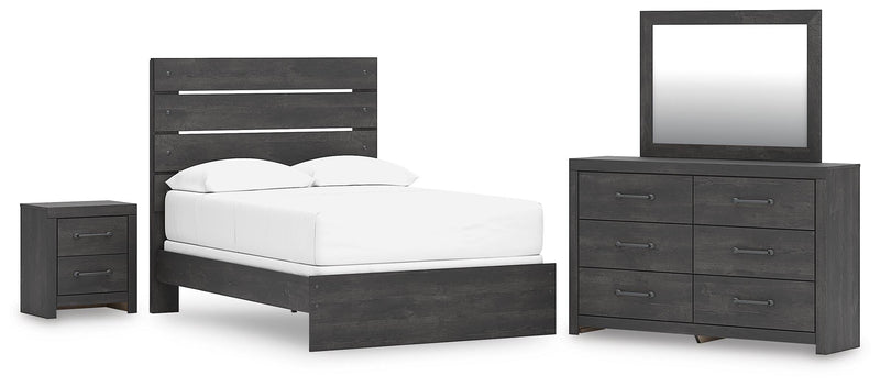 Hollivern Full Panel Bed, Dresser, Mirror and Nightstand in Dark Gray - PKG021601