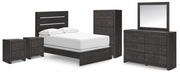Hollivern Full Panel Bed, Dresser, Mirror, Chest and 2 Nightstands in Dark Gray - PKG021600