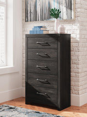 Hollivern Full Panel Bed, Dresser, Mirror, Chest and 2 Nightstands in Dark Gray - PKG021600