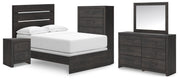 Hollivern Full Panel Bed, Dresser, Mirror, Chest and Nightstand in Dark Gray - PKG021603