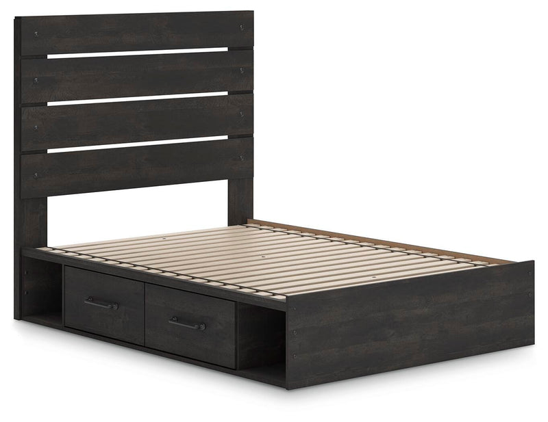 Hollivern Full Panel Bed with Storage and Dresser in Dark Gray - PKG021652