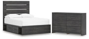 Hollivern Full Panel Bed with Storage and Dresser in Dark Gray - PKG021652