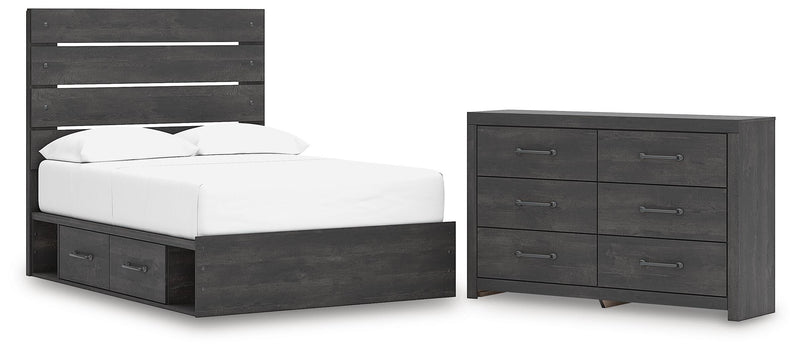 Hollivern Full Panel Bed with Storage and Dresser in Dark Gray - PKG021652