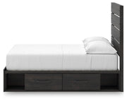 Hollivern Full Panel Bed with Storage, Dresser and Mirror in Dark Gray - PKG021646