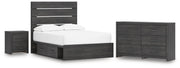Hollivern Full Panel Bed with Storage, Dresser and Nightstand in Dark Gray - PKG021653