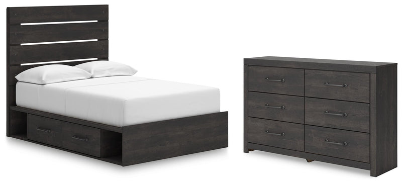 Hollivern Full Panel Storage Bed and Dresser in Dark Gray - PKG021636