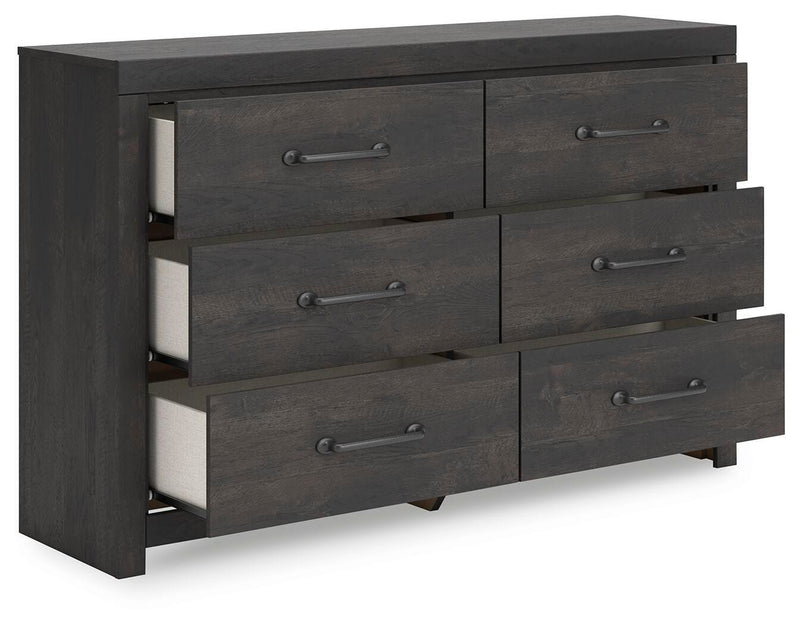 Hollivern Full Panel Storage Bed and Dresser in Dark Gray - PKG021636