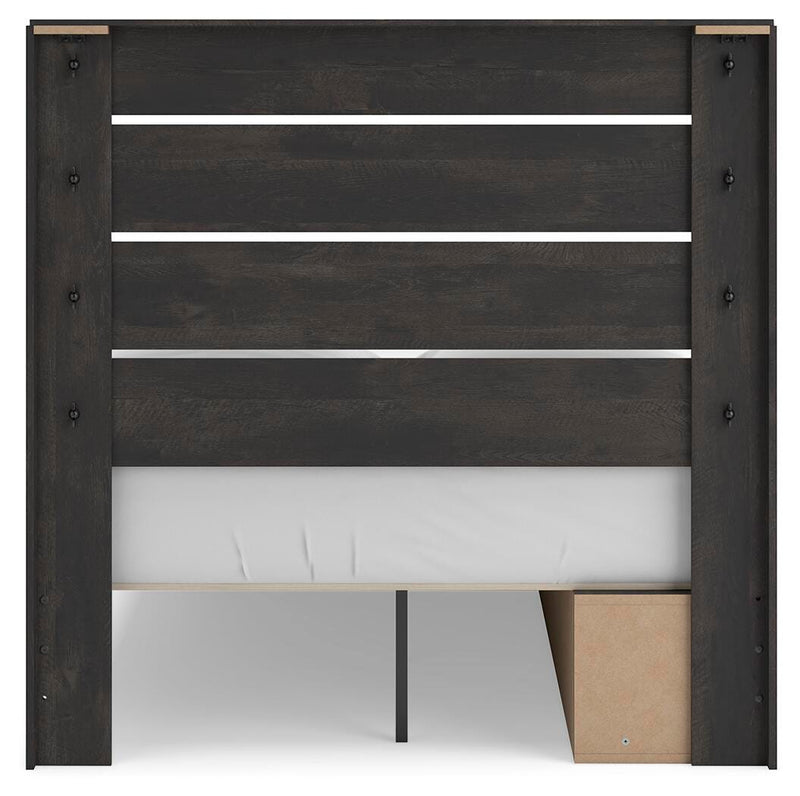 Hollivern Full Panel Storage Bed, Dresser and Mirror in Dark Gray - PKG021630