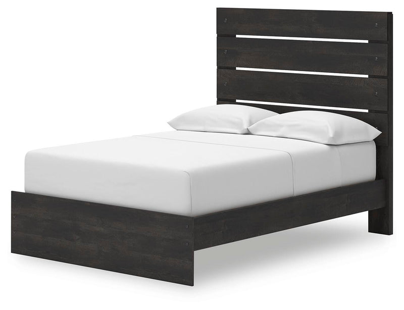 Hollivern Full Panel Storage Bed, Dresser and Mirror in Dark Gray - PKG021630