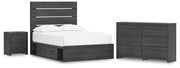Hollivern Full Panel Storage Bed, Dresser and Nightstand in Dark Gray - PKG021637
