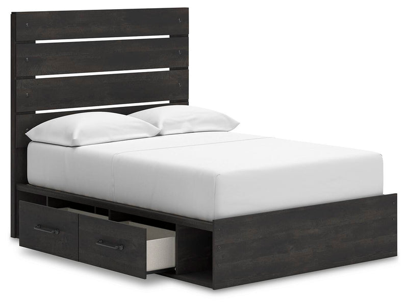 Hollivern Full Panel Storage Bed, Dresser, Mirror and Chest in Dark Gray - PKG021634