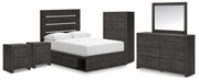Hollivern Full Panel Storage Bed, Dresser, Mirror, Chest and 2 Nightstands in Dark Gray - PKG021632