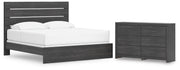 Hollivern King Panel Bed and Dresser in Dark Gray - PKG021620