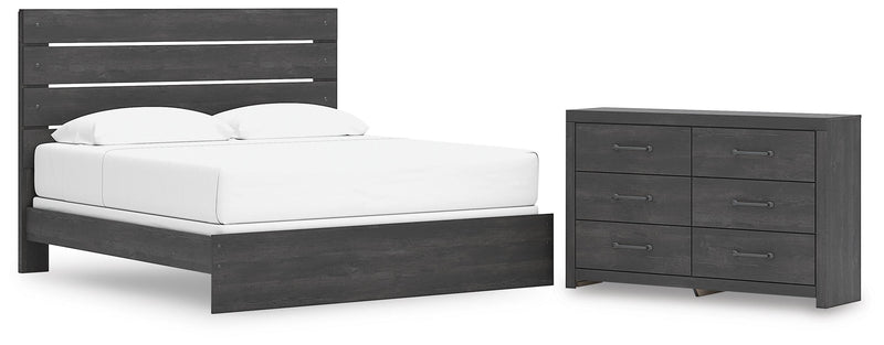 Hollivern King Panel Bed and Dresser in Dark Gray - PKG021620