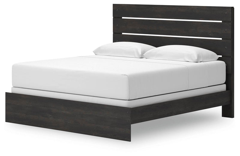 Hollivern King Panel Bed, Dresser and Mirror in Dark Gray - PKG021614