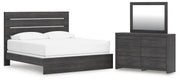 Hollivern King Panel Bed, Dresser and Mirror in Dark Gray - PKG021614